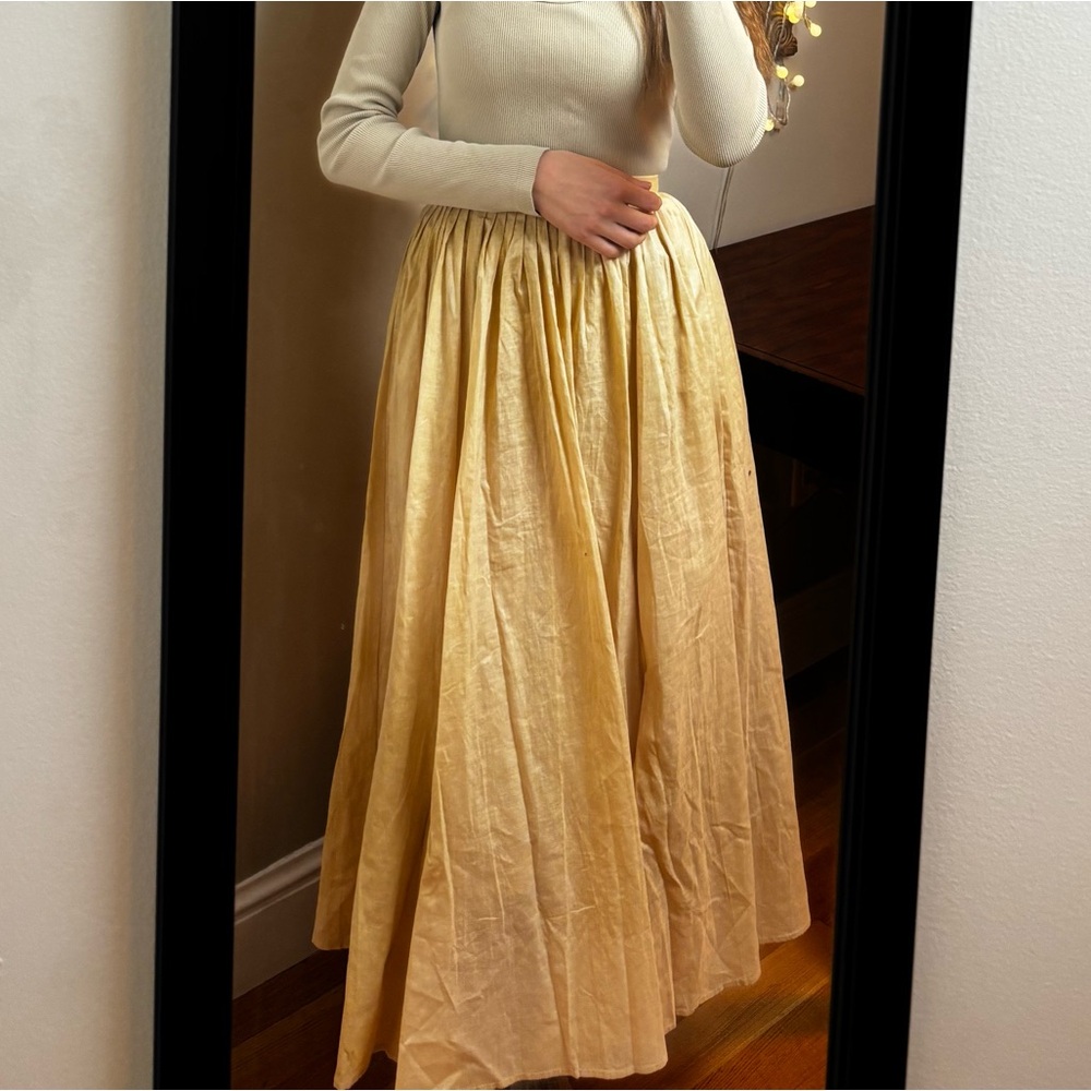 DISSH Tia Sand Linen Circle Midi Skirt